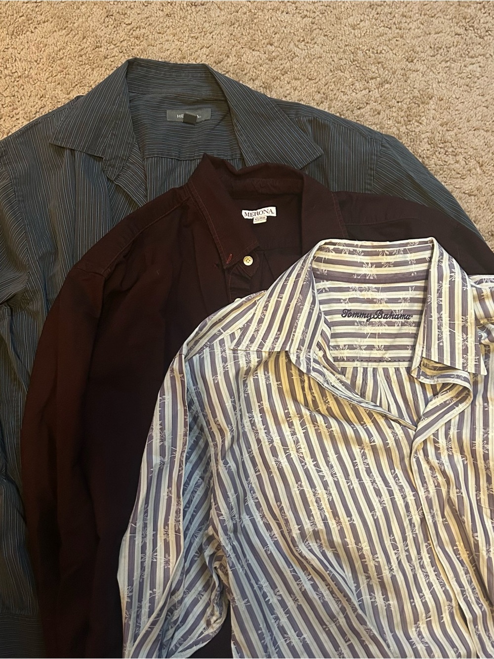Bundle of 3 Men’s Button Down Shirts Tommy Bahama Merona XL